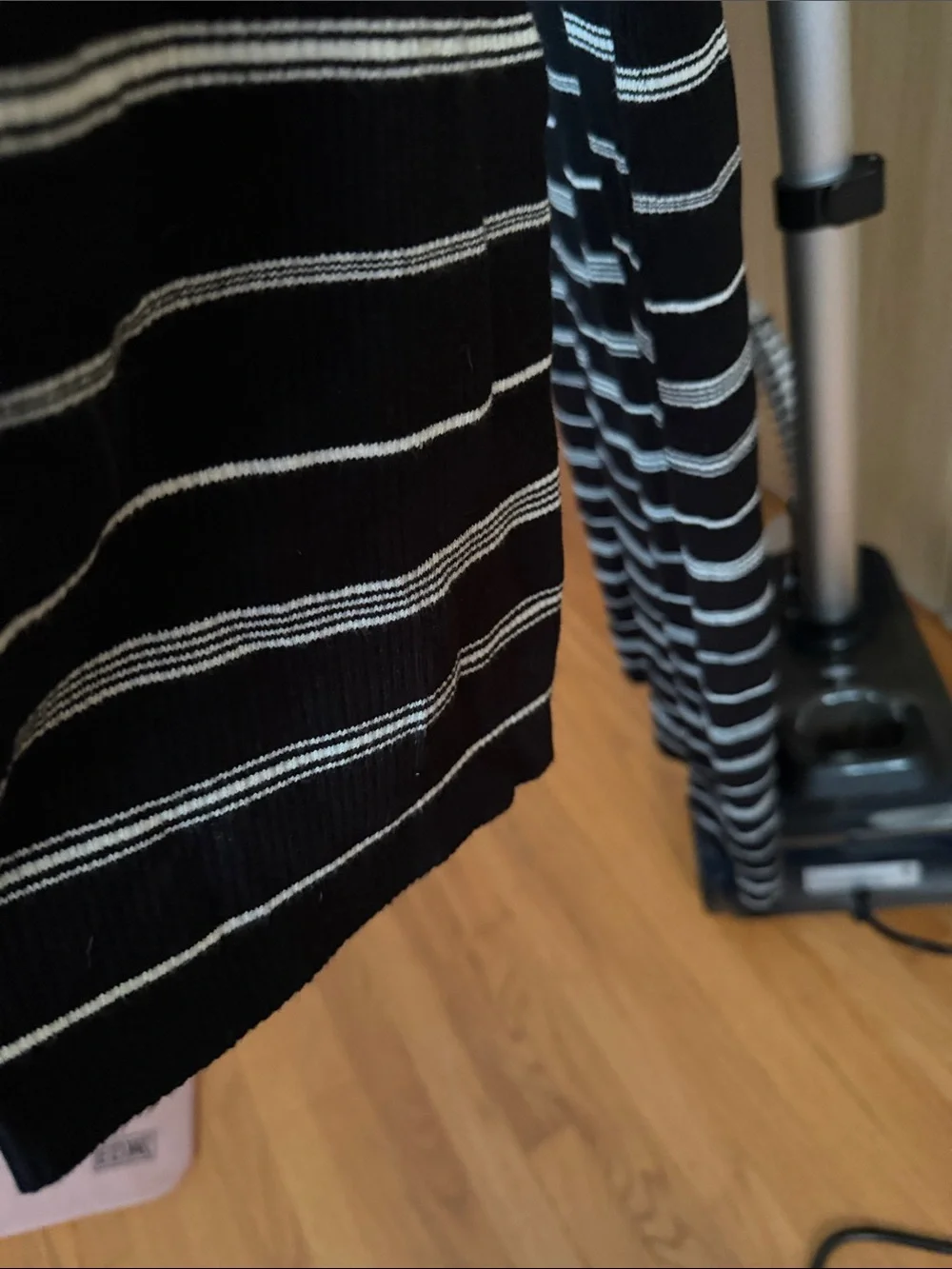 J. Crew Black and White Striped Long Sleeve Midi Dress